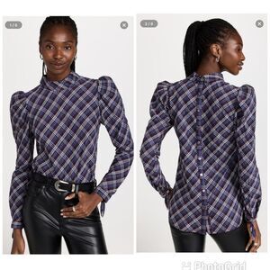 Veronica Beard Isabel Button Down Blouse Wine Multi Size 8